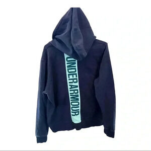 Under Armour Full Zip Loose Fit Jacket w/hood Navy & Teal Spellout Sz XL